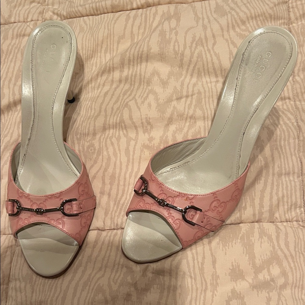 Gucci Pink Open-Toe Heels